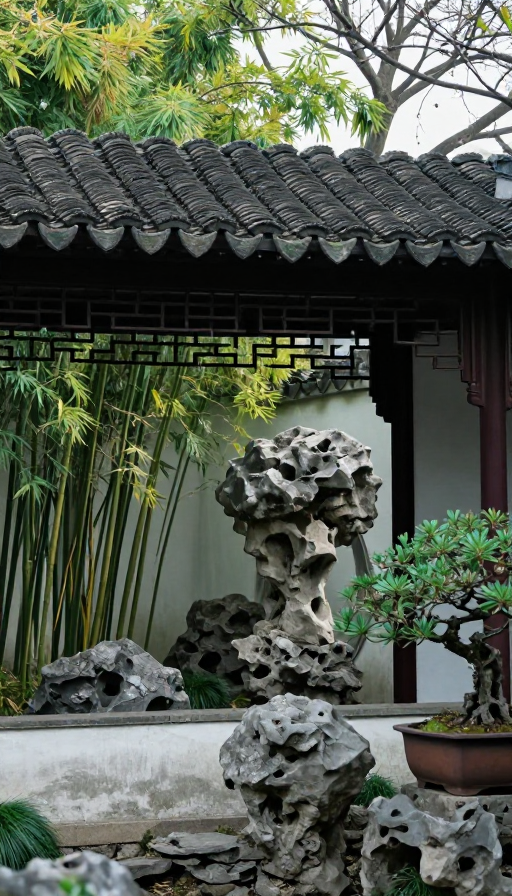 苏州园林春景:青砖黛瓦与月影的唯美摄影