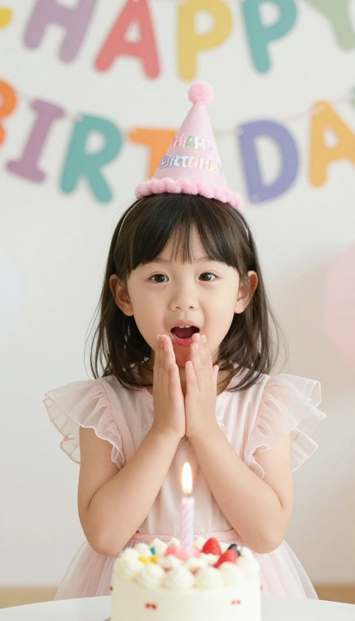 可爱小女孩庆生祝福 生日快乐主题插画