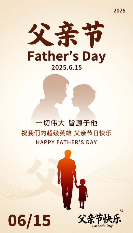 温情父子剪影·2025父亲节简约海报