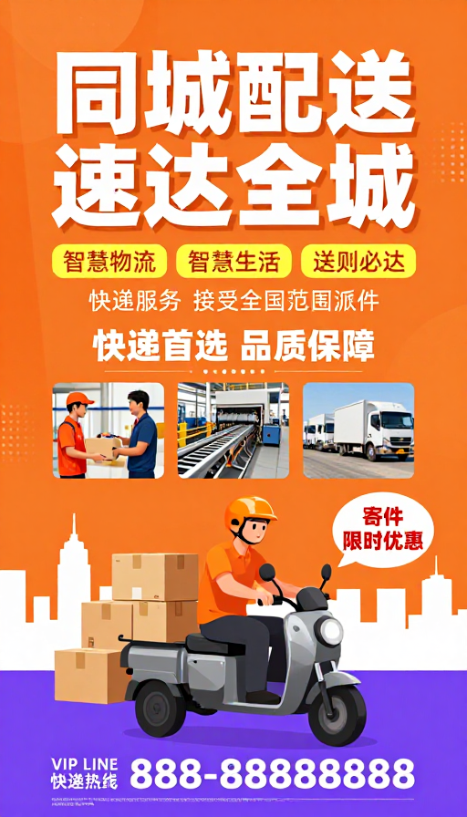 橙色活力物流:高效同城配送,速度直达全城