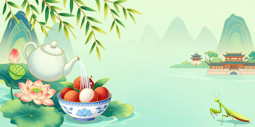 国潮夏日茶歇:山水金线勾勒自然诗意
