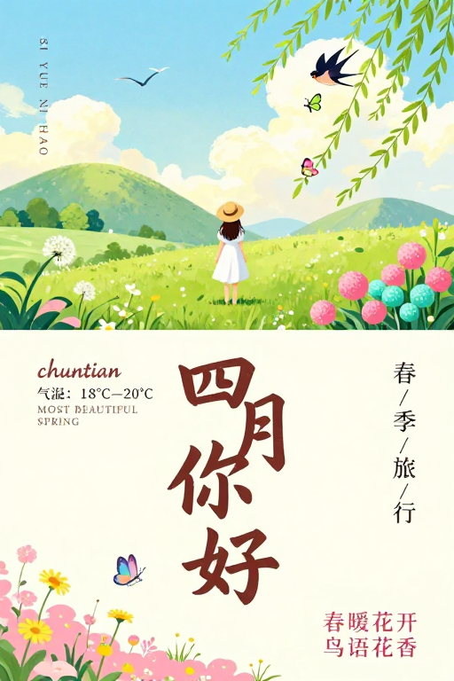 春日治愈风插画：四月你好，清新启程