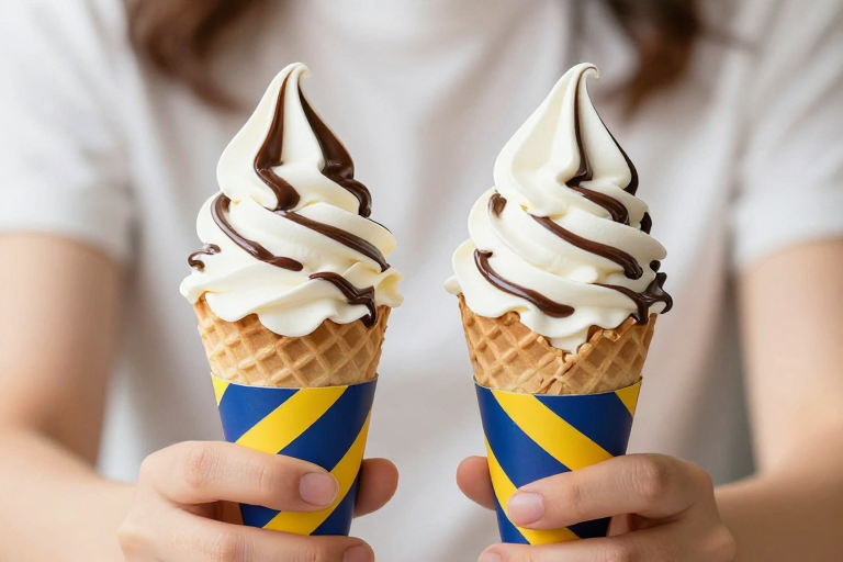 夏日清凉华夫冰淇淋:奶油巧克力的清新邂逅
