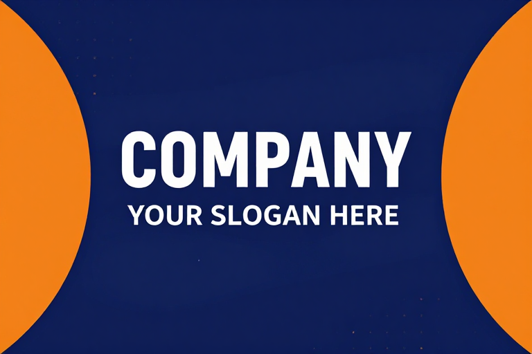 深蓝色商务海报：橙色几何点缀的简约企业宣传设计