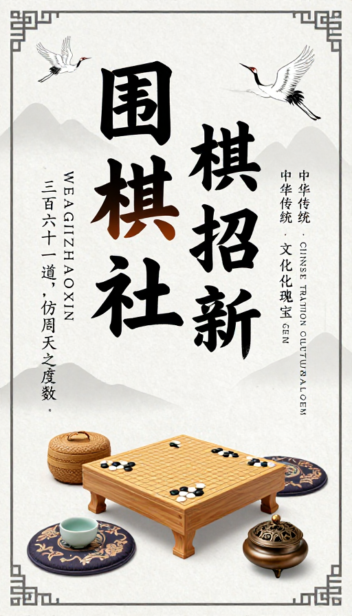 中华围棋文化传承与社团招新海报