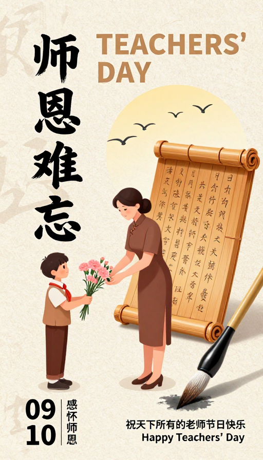 师恩难忘·中国风教师节海报设计