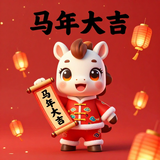 喜庆马年卡通生肖插画