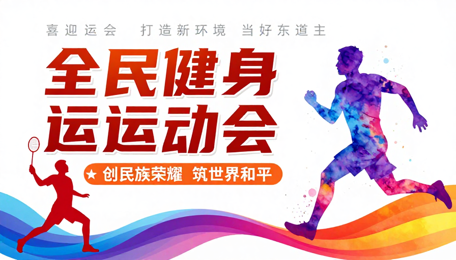 全民健身运动会:活力水彩海报设计