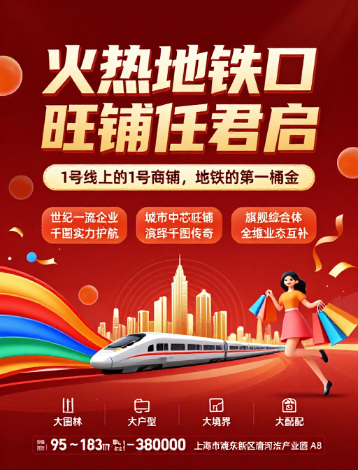 火热地铁口旺铺启，现代视觉招商海报