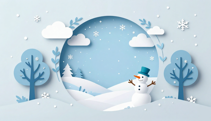 冬日雪景纸艺插画:雪人童趣背景