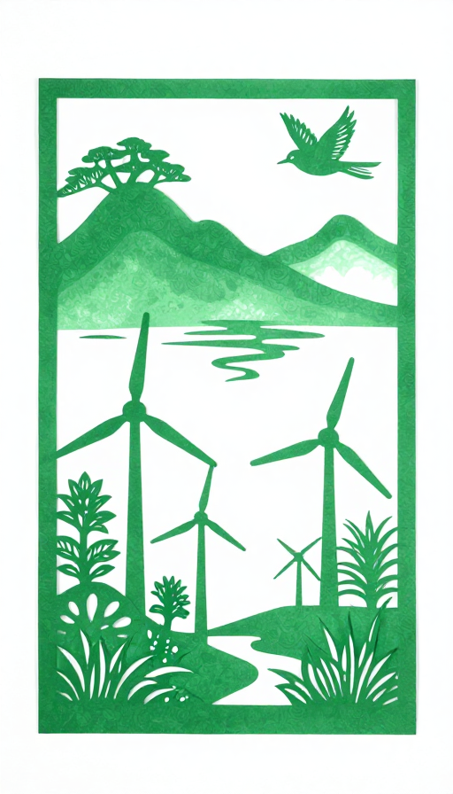绿意山水剪纸风，传统镂空艺术展现新风能