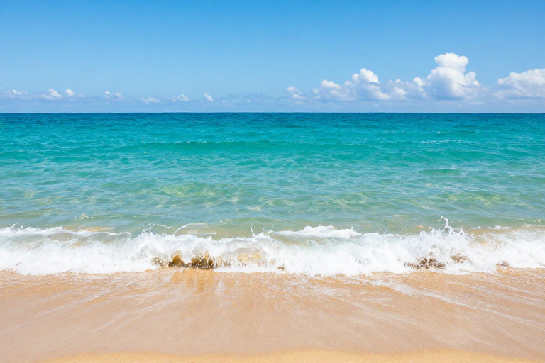 碧海金沙：自然日光下的纯净海岸风光