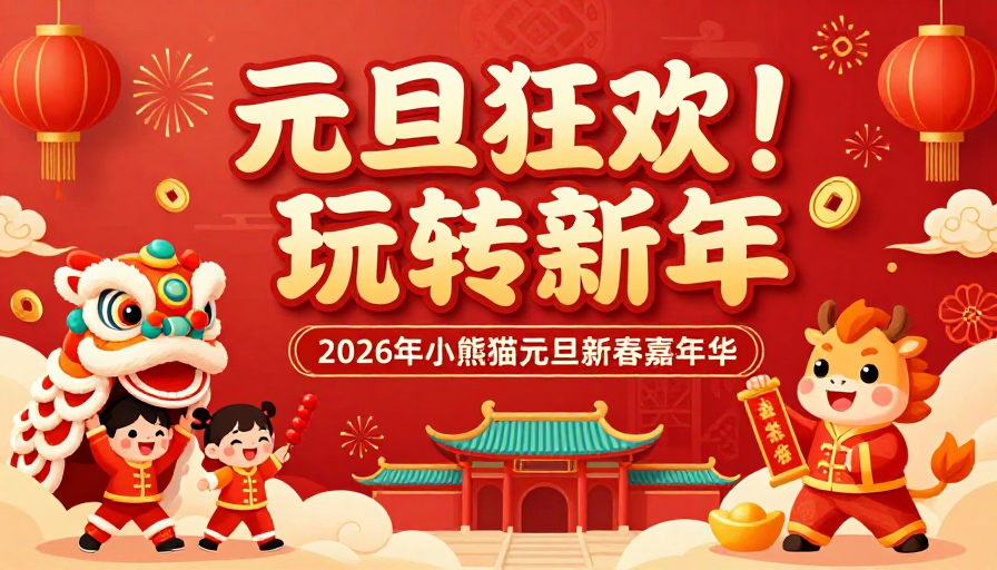 红金喜庆中国风新年狂欢海报