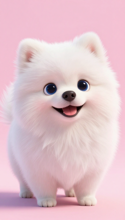 皮克斯风格萌态白博美幼犬特写