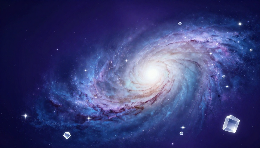 深邃蓝紫宇宙,梦幻螺旋星系与星尘