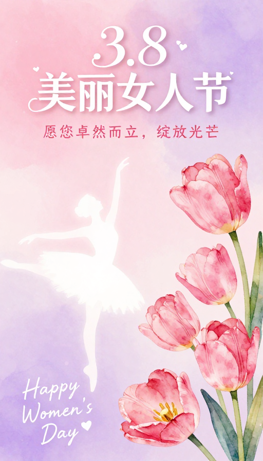 3.8梦幻粉紫浪漫艺术海报