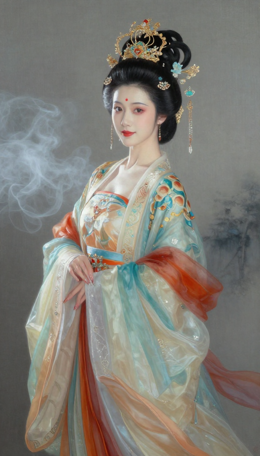 古风佳人：烟雾缭绕中的绝世容颜