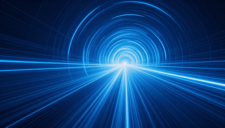 蓝调螺旋光轨隧道：冷感科技视觉焦点