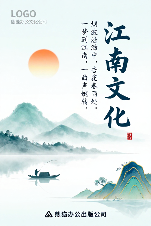 淡雅水墨风江南文化意境海报