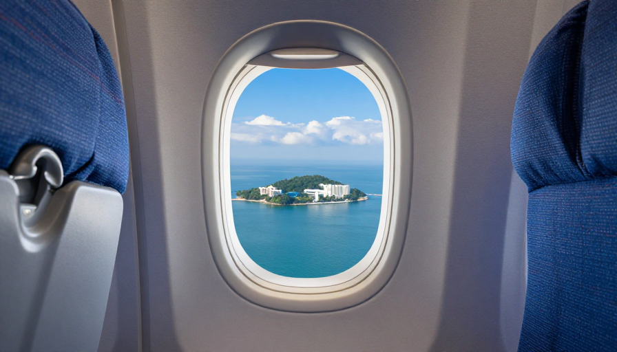 蓝天碧海下的现代旅行：舒适客舱与理想度假风光