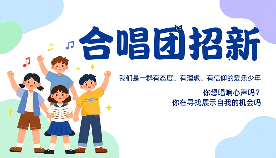 清新插画风合唱团招新海报