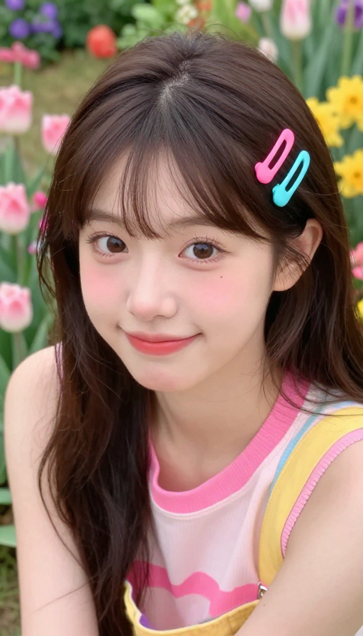 多巴胺色彩下的萌妹花园写真：活力与色彩的杰作