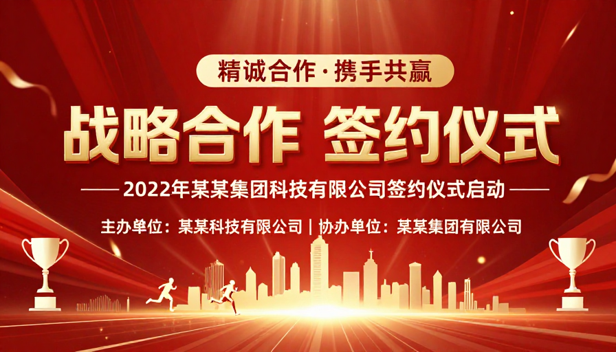 战略合作签约仪式 高端商务庆典海报