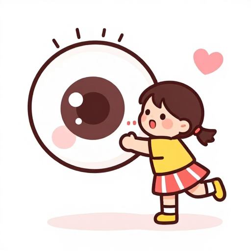 萌系少女拥抱大眼睛的温馨插画瞬间