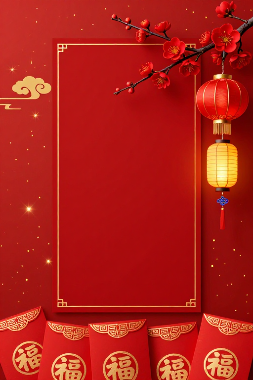 红金点缀的典雅中国春节背景图