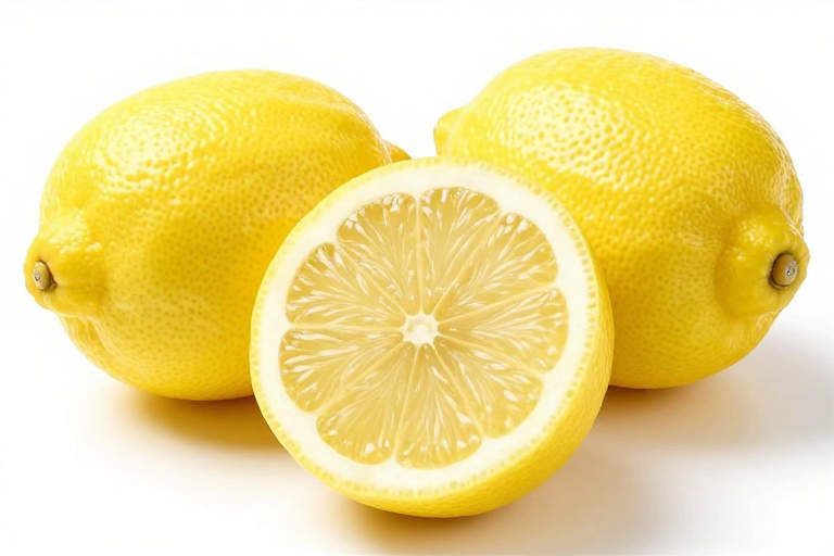 新鲜黄柠檬特写：多汁果瓣与高清摄影质感