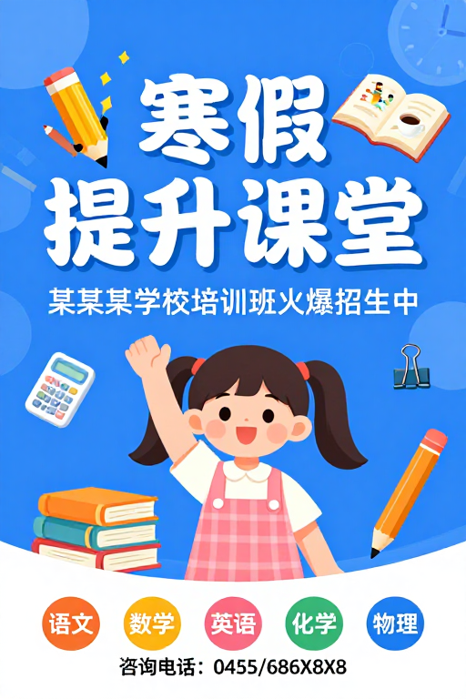 寒假提升课堂:蓝色童趣设计吸引学子报名