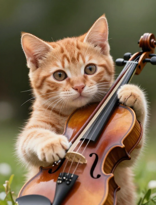 猫乐大师：电影级写实小橘猫拉小提琴
