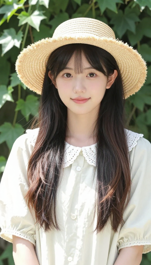 田园清纯少女草帽特写 高清质感人像摄影
