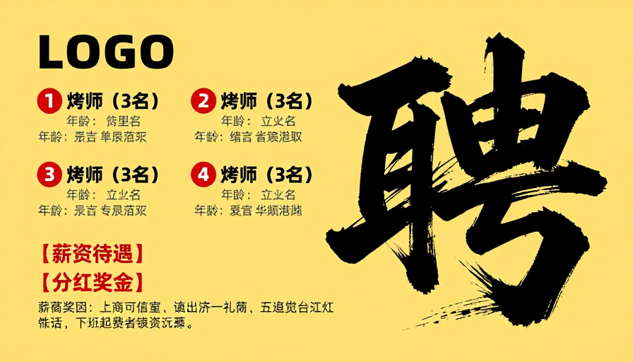 餐饮招聘海报：书法设计凸显现代传统融合风格