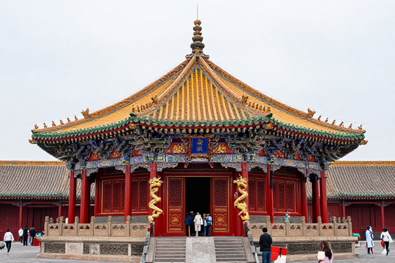 沈阳故宫大政殿全景：历史建筑的辉煌与人文风采