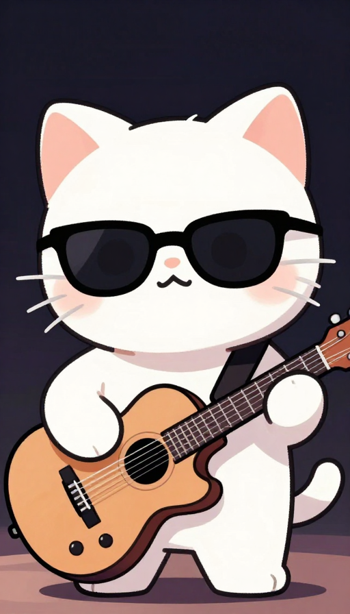 酷萌拟人猫弹吉他动画风