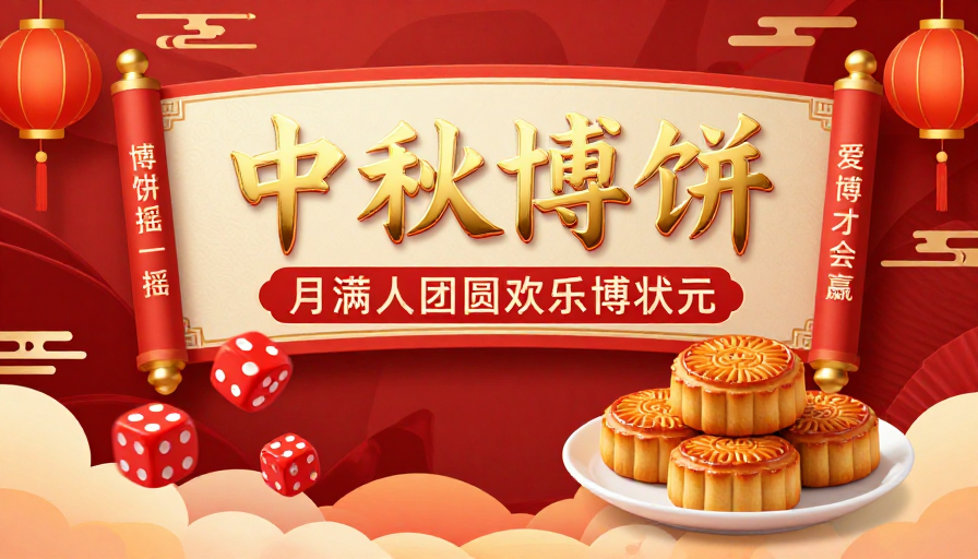 中秋欢乐博庆·红色传统风节日海报