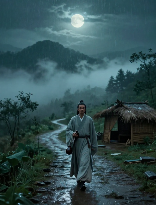 雨夜踏月：古装诗人的冷色调电影质感