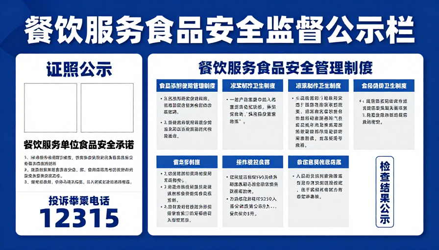蓝色政务公示海报：餐饮服务食品安全监督