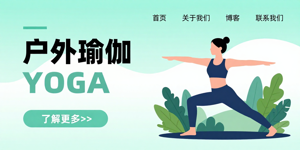 清新自然户外瑜伽海报插画