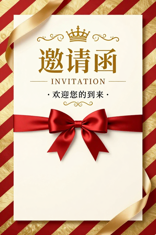 典雅奢华红金几何边框婚礼邀请函设计