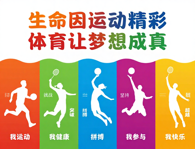 多彩色块动感设计,传递生命活力与体育梦想