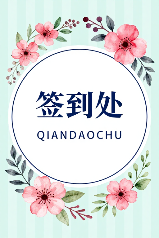 雅致水彩签到处背景设计图