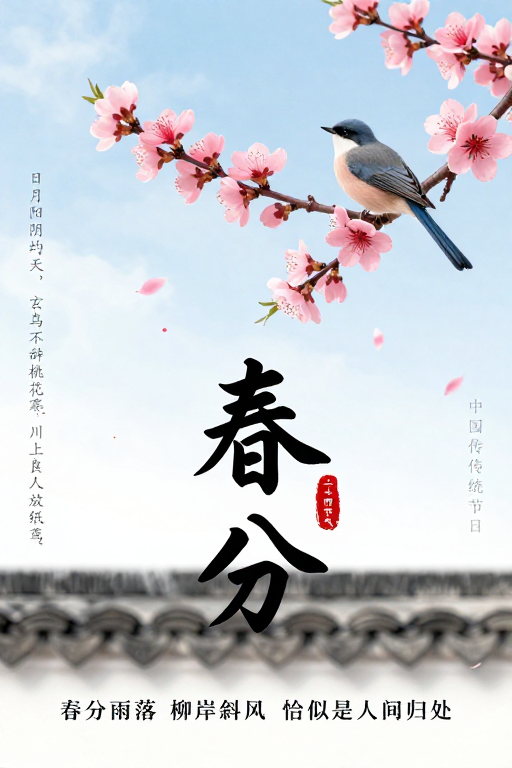 春分雅韵：水墨桃花与诗意东方美学