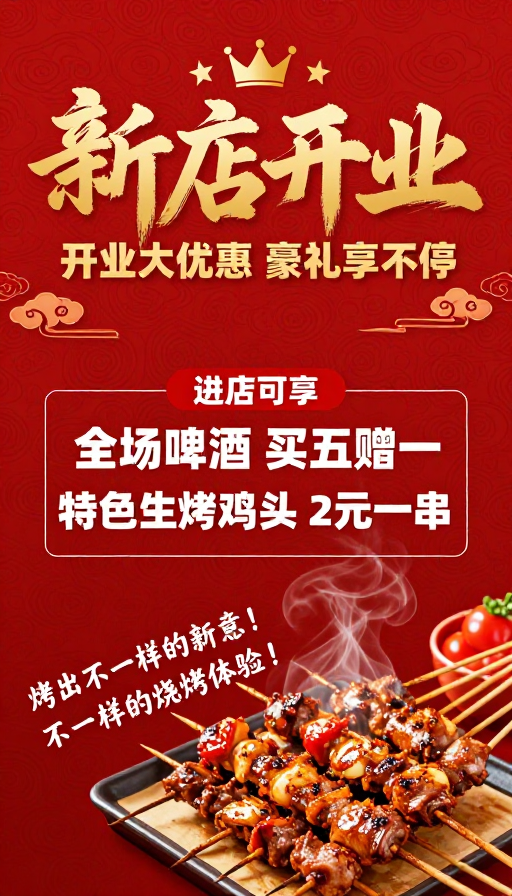 金色书法字新店开业喜庆海报