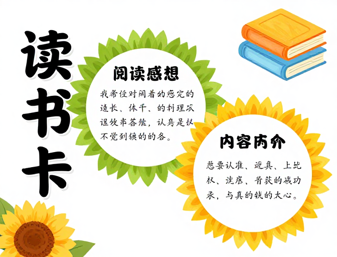 向日葵主题清新读书卡设计海报