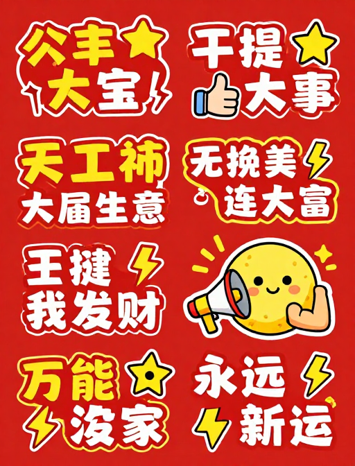 红色活力手绘海报：职场激励与新年祝福设计