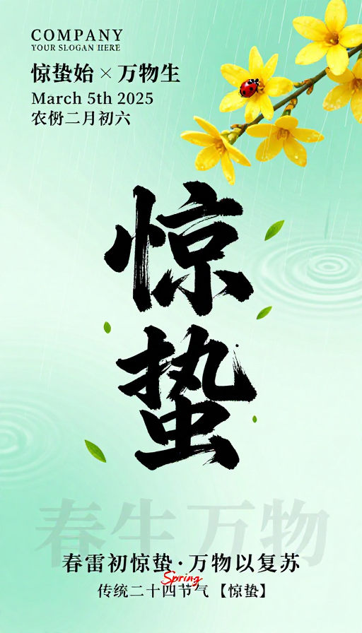 清新中国风惊蛰节气海报设计