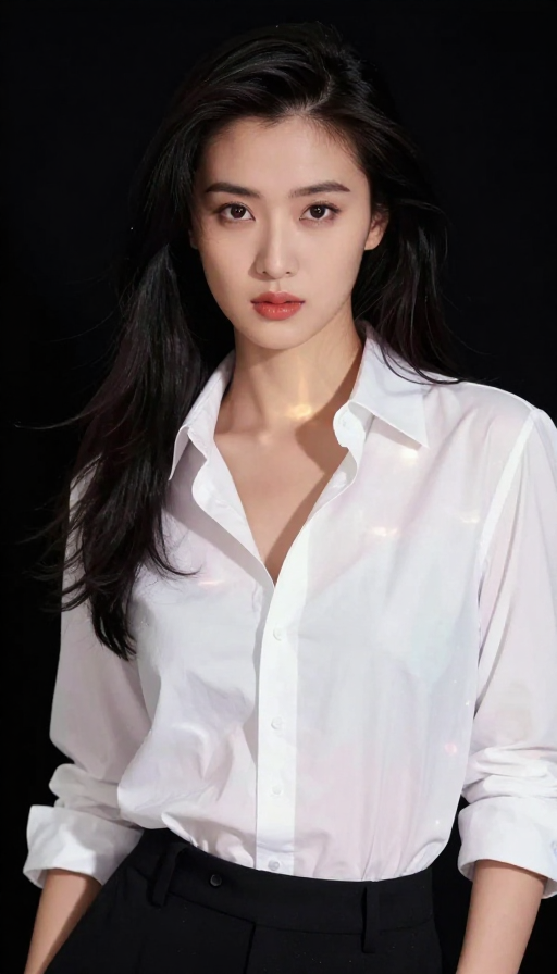 王祖贤风高级医美模特：白衬衫光影艺术照