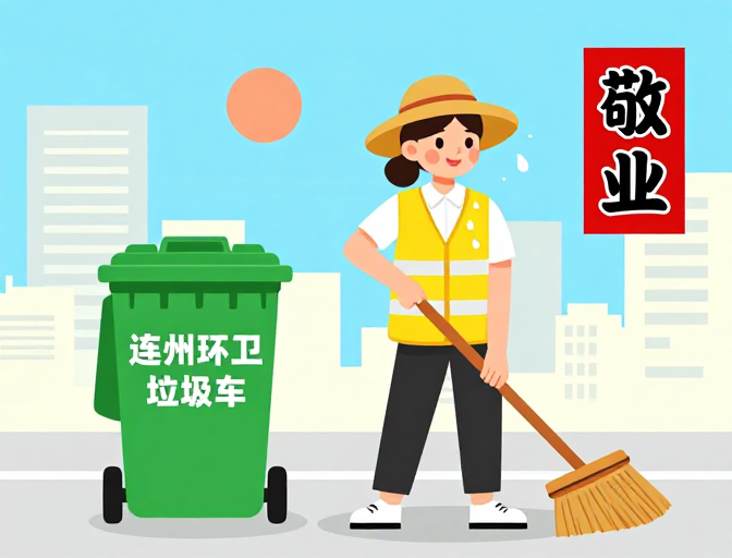 城市守护者:温馨环卫员公益插画